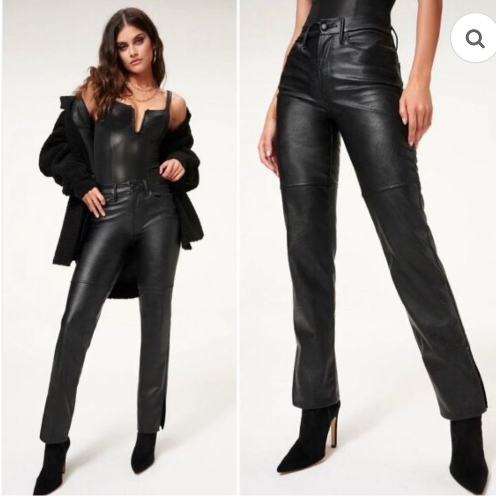 Good American Good Boy Black Faux Leather Pants